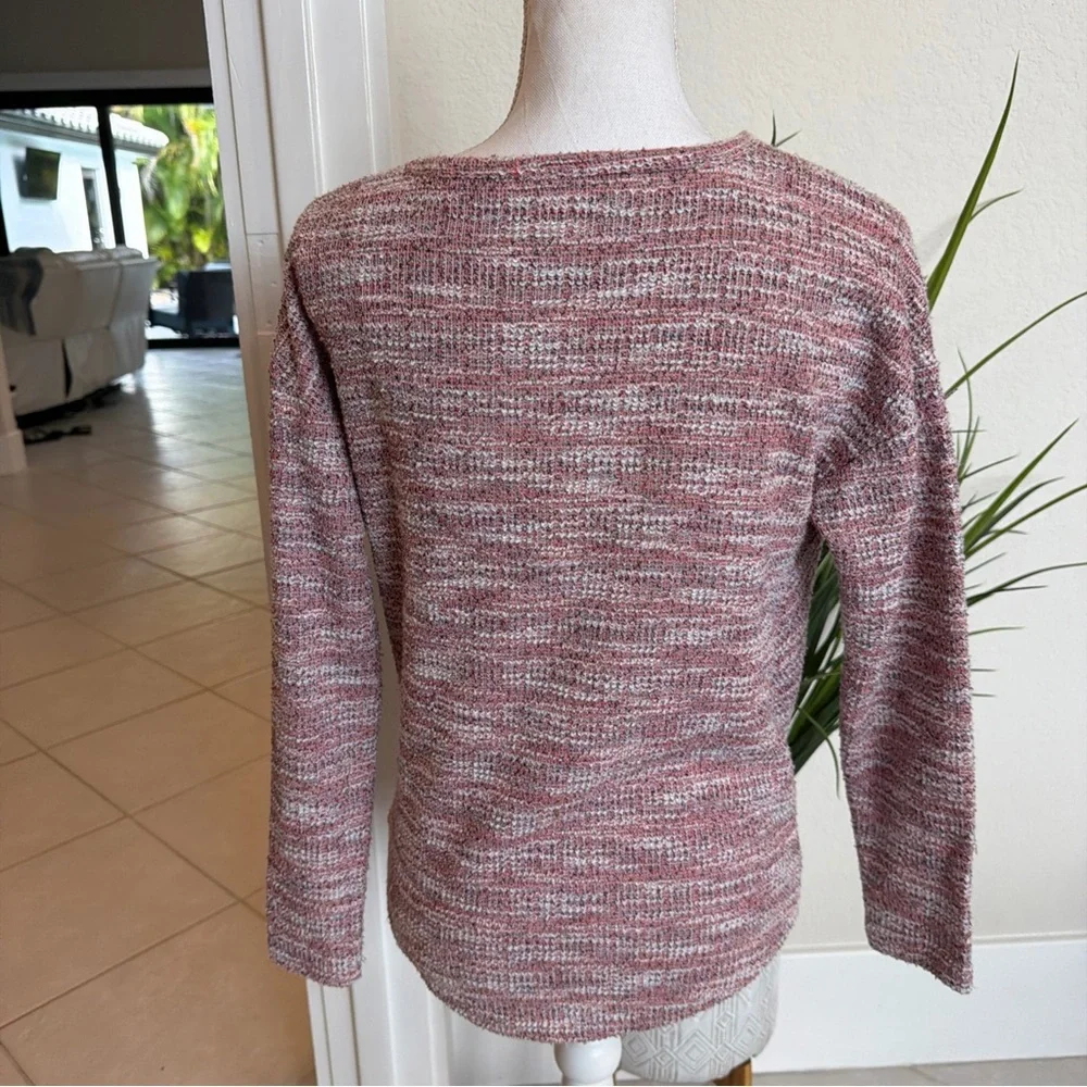 lou grey for Loft pink & White Tweed LS Shirt XS Cross Front V Neck - Picture 5 of 11